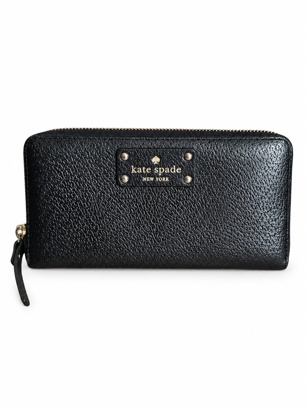 Kate Spade Wellesley Neda Black Pebbled Leather Zip Around Wallet
